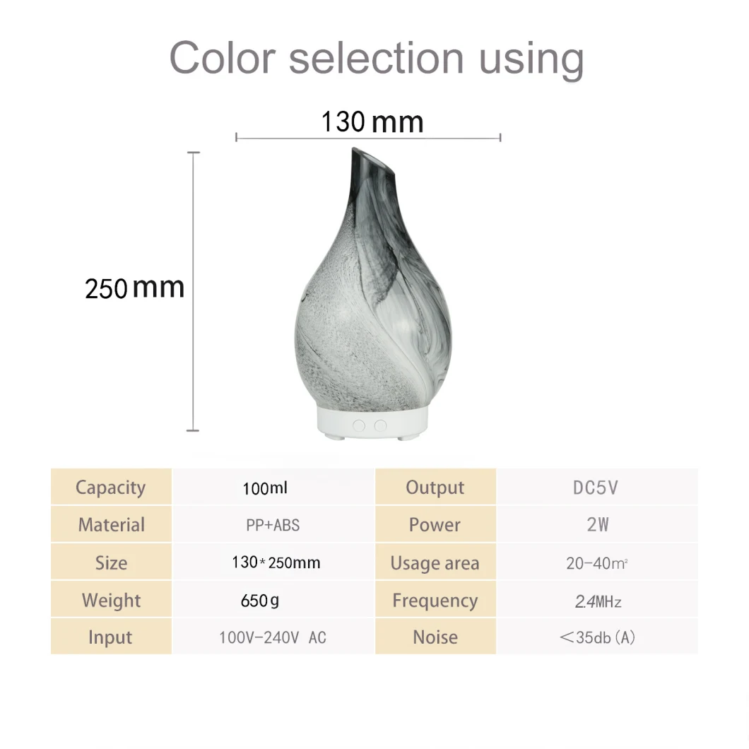 Vase Aroma Diffuser Glass Humidifier Wood Grain 100ml Colorful Aroma Diffuser Cross-Border Home Aroma Diffuser