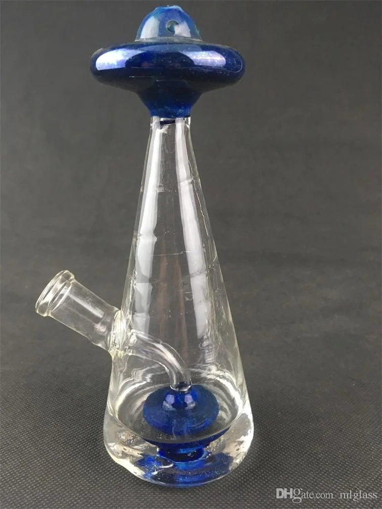 Ultraviolet Aperture UFO Glass 7 Inches Heady Smoking Pipes Oil Rig 14mm Glass Bowl Colorfulred Stripe UFO Diffuser