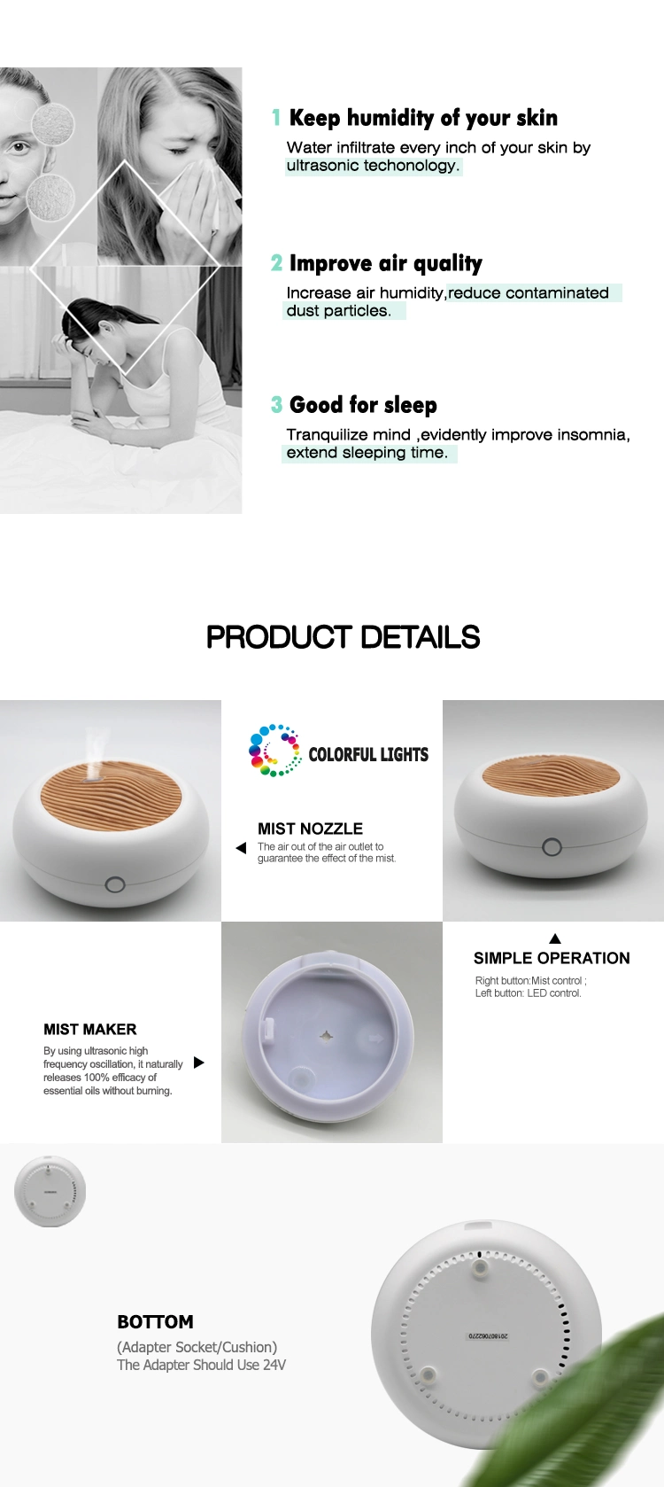 Aroma Essential Oil Diffuser Ultrasonic Diffuser Wholesale USB Car Essential Oil Diffuser Air Refresher