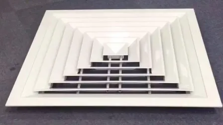 Quadratischer Decken-Zuluftverteiler für HVAC-Aluminium-Rückluft mit gegenüberliegendem Lamellendämpfer
